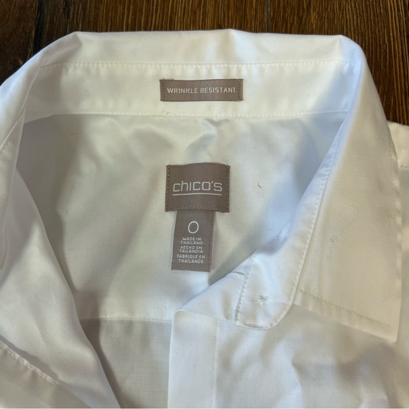 Chico’s wrinkle resistant sateen tunic button down SZ 0/4 - Picture 4 of 6